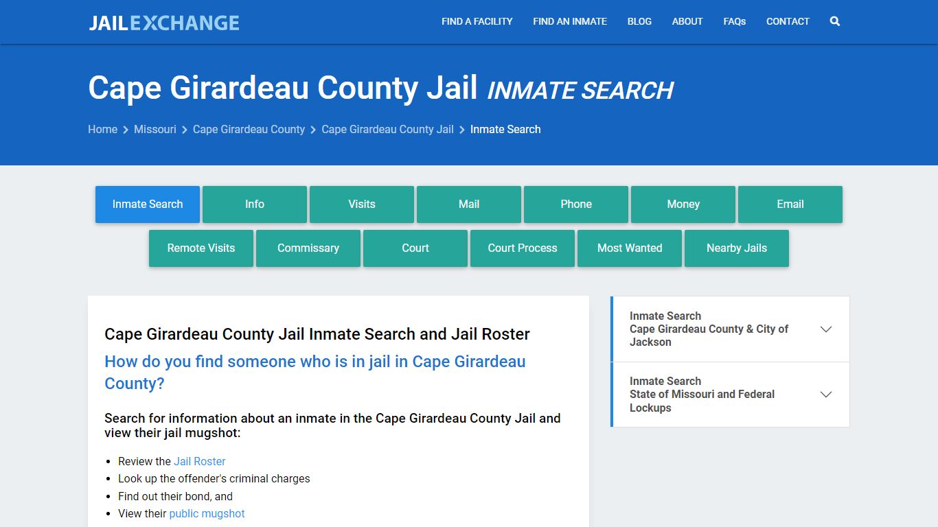 Cape Girardeau County Jail Inmate Search - Jail Exchange